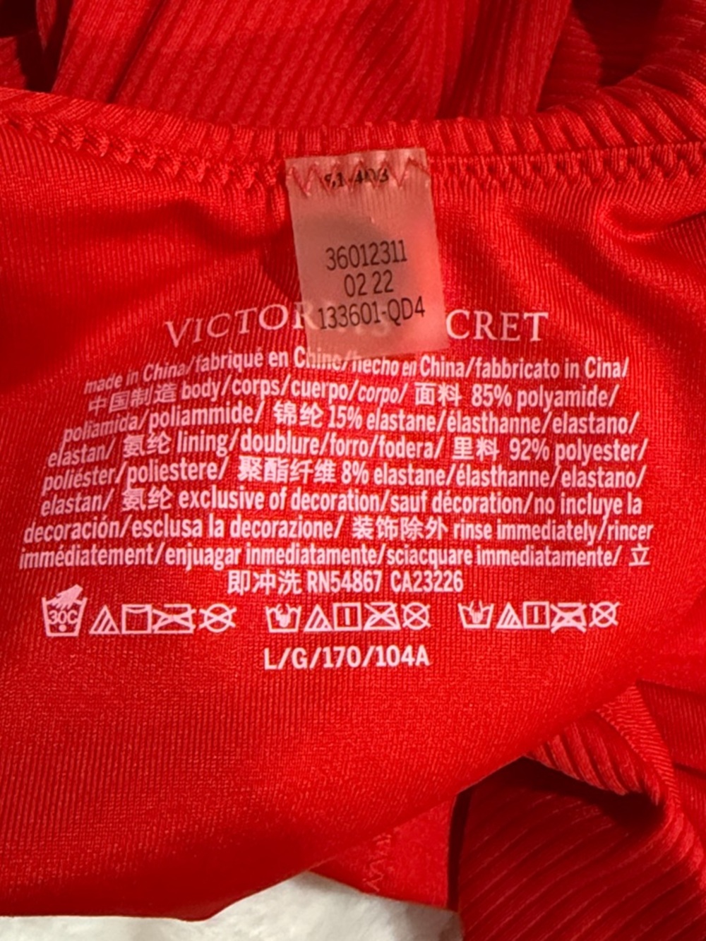 Victoria’s Secret One-Shoulder Red Ribbed One-Piece Swimsuit Size Large . - Picture 5 of 9
